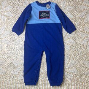 Vintage 1990s Small Steps Baby Boy 24 Months Blue C Is For Car Coverall Jumpsuit